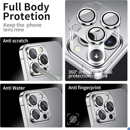 Camera Lens Protector for iPhone 14 Pro/iPhone 14 Pro Max, Alloy Metal Camera Cover with Tempered Glass Screen Protector Accessories,Case Friendly,Scratch Resistant,Easy to Install -Sliver