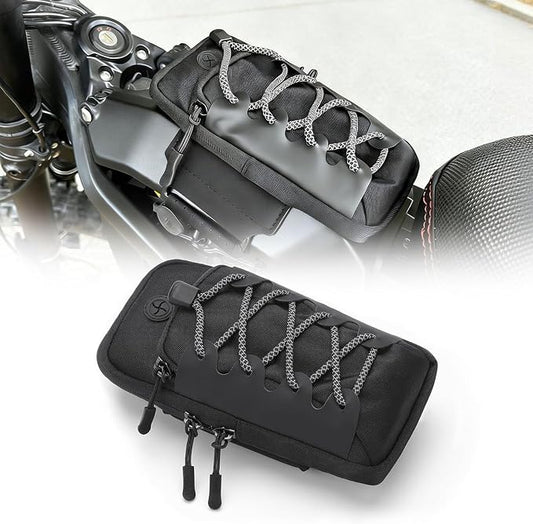 Phone Bag for Ebike, Multi-functional Motorcycle Front Frame Bag for Electric Dirt Bike, Phone Pouch Phone Armband for Outdoor Cycling Running Hiking (Black)