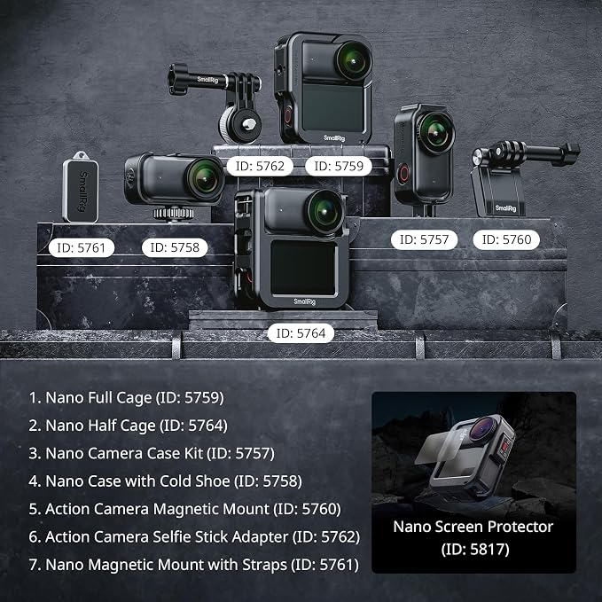 SmallRig Half Cage for DJI Osmo Nano, with a 1/4"-20 Threaded Hole/Quick Release Mount for DJI/Cold Shoe Mount