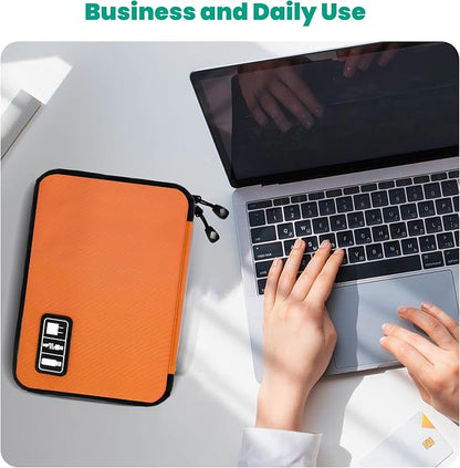 Cord Organizer Travel, Electronics Organizer Tech Pouch - Portable Cable Organizer Bag for Cords, Charger, Phone, SD Card, Power Bank for Travel & Daily Use -Orange Green