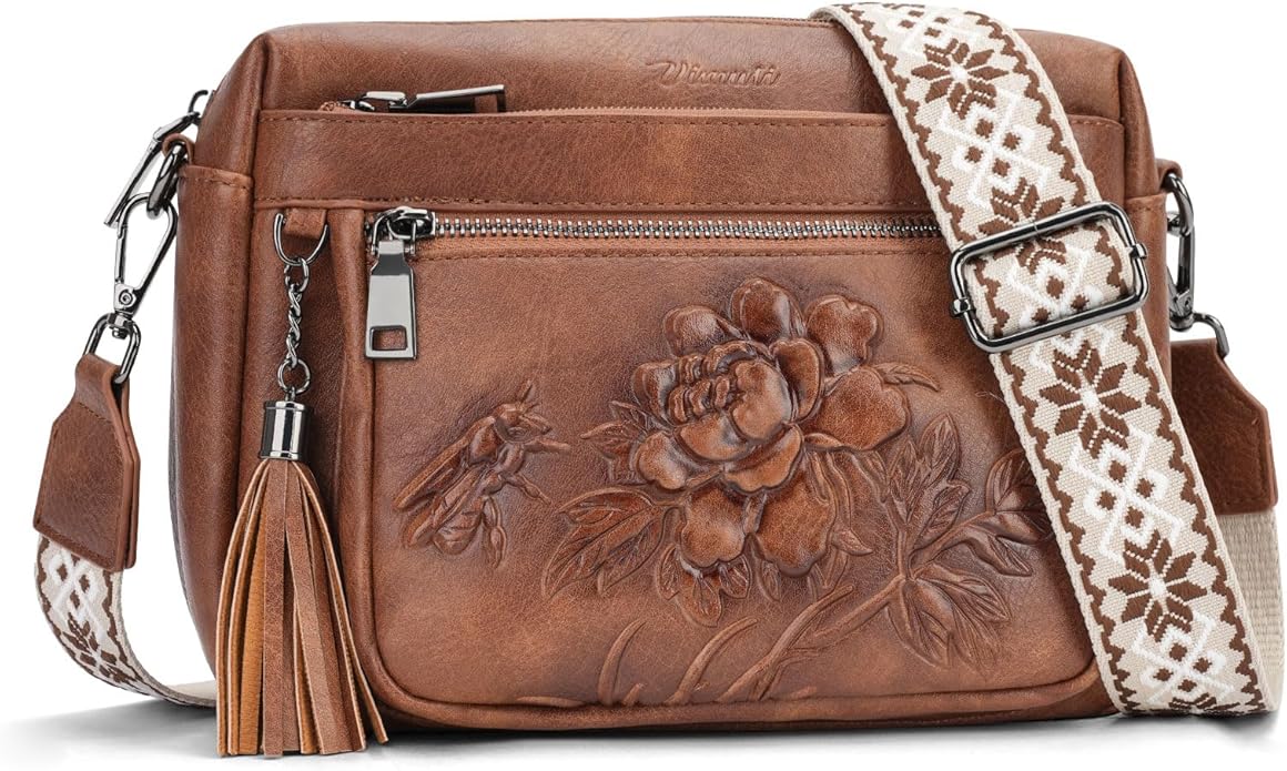 Crossbody Bags for Women Trendy, Vegan Leather Crossbody Purses Travel Shoulder Handbags Embossed Design