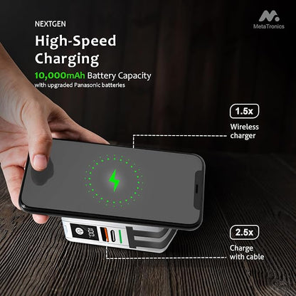 5-in-1 Travel Power Bank with Wall Plug — 10000mAh MagSafe Wireless Portable Charger with Built-in USB-C & Lightning Cables + Universal International Travel Adapter (US/Asia/Europe/Asia) | 5-in-1 Charger with USB-C, Global Travel Adapter, Built-In Char...