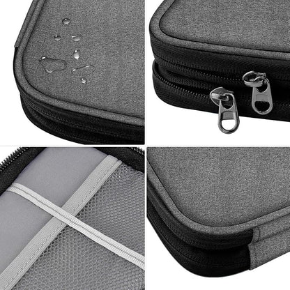 ZINMARK Portable Cable Organizer Case,Travel Pouch with Double-Layer Storage for Cables,Chargers,Earbuds & Phone,Dark Gray Black