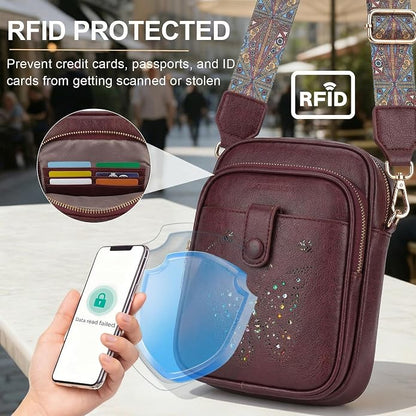 KITEVIUN Crossbody Bags for Women Leather Crossbody Purse Small Shoulder Phone Purse with Adjustable Strap & RFID Card Slots
