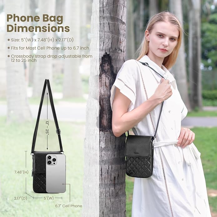 befen Genuine Leather Small Crossbody Bags for Women, Cell Phone Cross body Purse Bag with RFID Blocking Card Slots