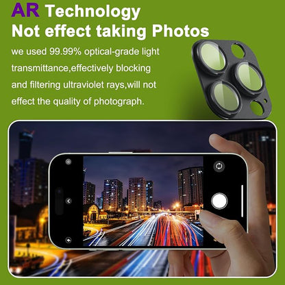 2-Pack Shatterproof Camera Lens Protector for iPhone 13 Pro/13 Pro Max |AR Tempered Glass Strong Adsorption Metal Camera Cover Screen(Black)