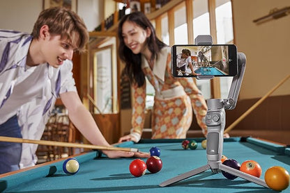 Zhiyun Smooth Q3 Combo, 3-Axis Phone Gimbal with Fill Light and Gimbal Bag, Portable & Foldable, Gesture Control, Video Recording, Auto Tracking Gimbal Stabilizer for Smartphone for iPhone & Android