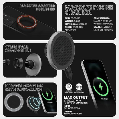 Tackform Link Vent Mount Magnetic Wireless Charging Phone Holder - Compatible with MagSafe, 2015-2020 Ford F-150, 2017-2021 Super Duty, 2018-2021 Expedition | Billet Aluminum Bracket | Short Reach