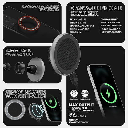 Tackform Link Vent Mount Magnetic Wireless Charging Phone Holder - Compatible with MagSafe, 2016-2023 Toyota Tacoma and 2014-2021 Toyota Tundra | CNC Billet Aluminum Bracket, Zero Slip | Short Reach