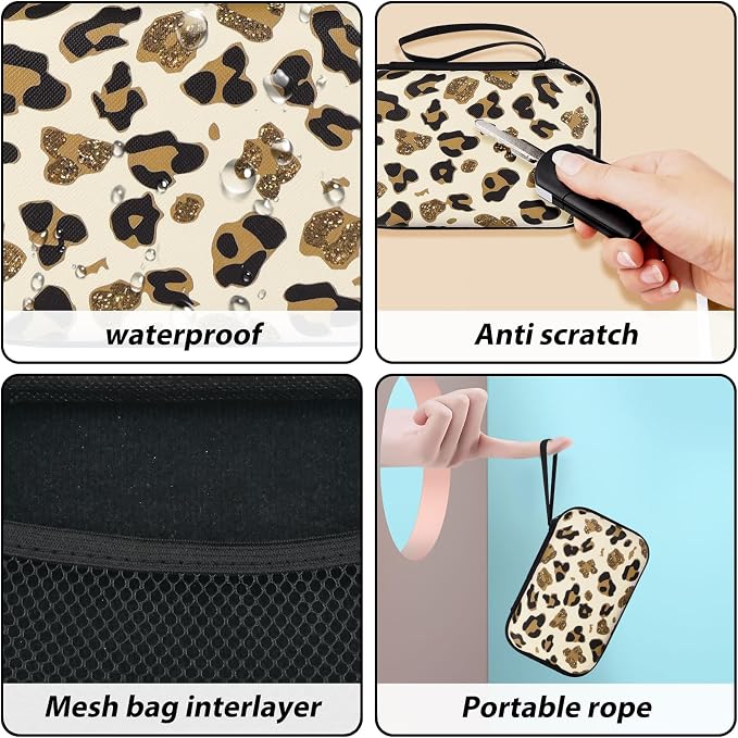 CameCosy DIY Phone Charger Cover Storage Sets USB Earphone Wire Saver Cable Organizer with Travel Storage Bag, Soft Cute Cable Protector Cord Organizer Compatible for iPhone(Leopard)