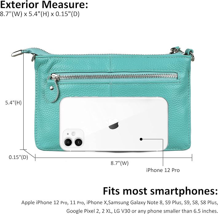 befen Genuine Leather Wristlet Clutch Wallet Purses Small Crossbody Bags for Women with RFID Blocking Card Slots