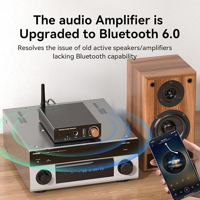 Bluetooth 6.0 Receiver, Bluetooth Audio Adapter with 3.5mm AUX RCA Cable, Wireless Audio Receive Old Stereo/Home Speakers/Wired Headphones/Home Audio Music Streaming Stereo System