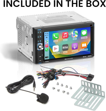 BOSS Audio Systems BCP62 Car Stereo - Apple CarPlay, Double Din, 6.2 Inch Capacitive Touchscreen, Bluetooth, No CD DVD Player, AM/FM Radio Receiver, USB