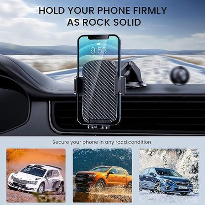 TICILFO Dash Car Phone Holder Mount - [Ultra-Strong Suction Cup] 360° Rotatable Car Phone Holder, Quick Release & Adjustable, Cell Phone Mount for Dashboard Windshield, Compatible with iPhone Android