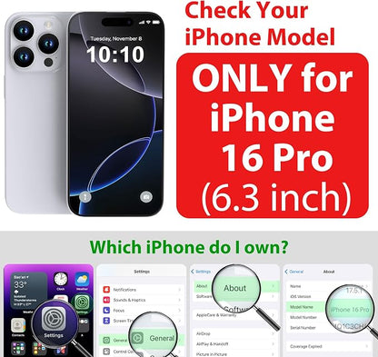 SPORTLINK for iPhone 16 Pro Waterproof Case - Shockproof Dustproof Case with Built-in Clear Screen Protector, Full Body Heavy Duty Sealed Protective Cover for i Phone 16 Pro 6.3" Black