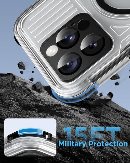 for iPhone 16 Pro Waterproof Case with Magsafe, Built-in [Camera & Screen Protector] [Lanyard], IP68 Water Proof Full Body Dustproof Heavy Duty Frosted Protective Phone Cover, 6.3" Black