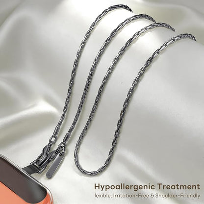Phone Lanyard for Cellphone Case Crossbody Strap Detachable Phone Charms Strap Anti Theft Necklace Holder for iPhone For Women (black)