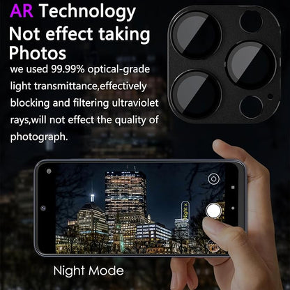 2 Pack Camera Lens Protector for iPhone 14 Pro/14 Pro Max,[Not Easy to Breakn ] AR Tempered Glass Strong Adsorption Metal Camera Cover Screen-Black