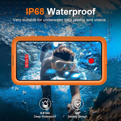 GOLDJU for Samsung Galaxy S26 Plus Case Waterproof, S26 Plus Case with Built-in Screen & Lens Protector, Shockproof Full Body Protection Phone Case, Compatible with MagSafe/Wireless Charging, Orange