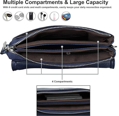 befen Genuine Leather Small Crossbody Bags for Women Cell Phone Bag Cross Body Purses,Silver Zipper
