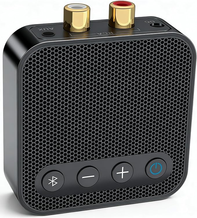 Bluetooth 6.0 Receiver for Home Stereo - Bluetooth Audio Adapter for Old Stereo/Wired Speakers/Music Streaming Sound System with RCA/AUX Long Range Low Latency and HD Audio