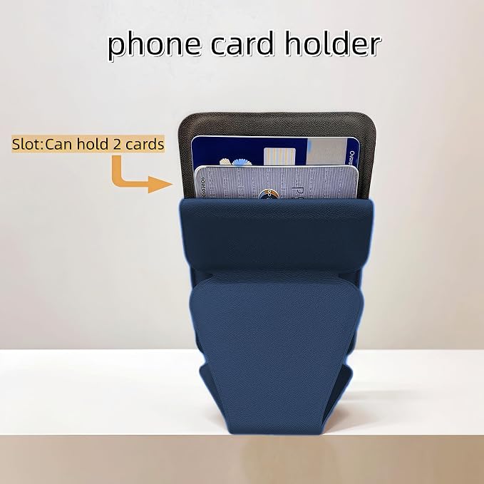 for MagSafe Wallet RFID Blocking, 2 Card Holder, Stand Strong Magnetic Grip, Slim Leather Phone Wallet, Compatible with iPhone 17/16/15/14/13/12 Series (Deep Blue Small Support)