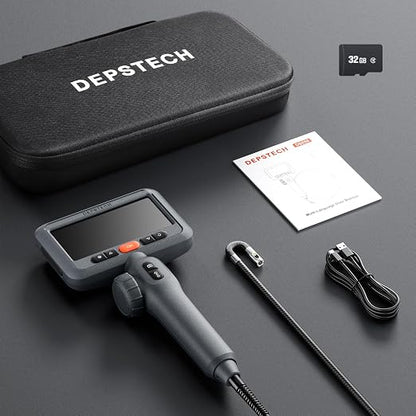 DEPSTECH 10FT Articulating Endoscope Camera with Light: Dual Lens Industrial Borescope with 4.5" Screen and Flexible Cable, Video Inspection Snake Scope Camera Tool for Wall, Auto, Pipe, Mechanics