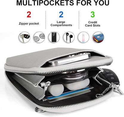 befen Genuine Leather Crossbody Cell Phone Purse for Women, Small Zip Around RFID Blocking Crossbody Wallet Bags
