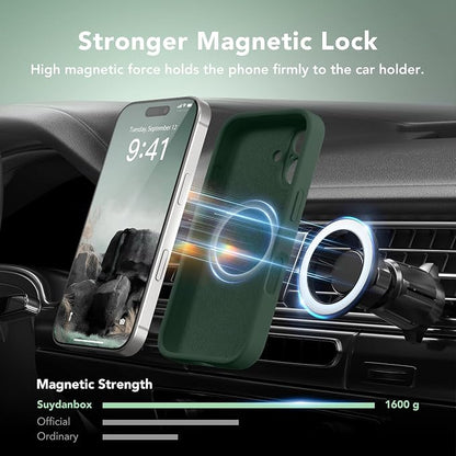 Magnetic for iPhone 16 Plus Case, Compatible with MagSafe, [Full Camera Protection][Screen Protector] Silicone Shockproof Protective Phone Case for iPhone 16 Plus 6.7", Alpine Green
