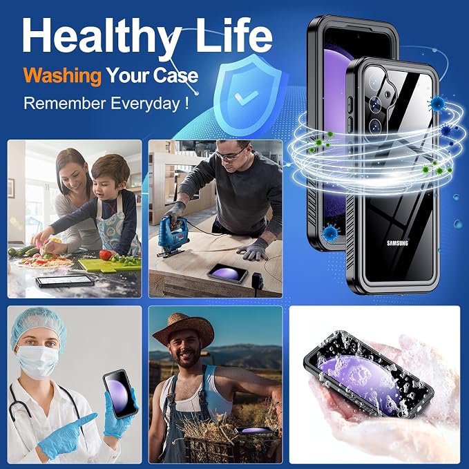 Hualele Galaxy S23 FE 5G Case Waterproof, Built in Lens & Screen Protector Rugged Full Body Heavy Duty Protective Shockproof IP68 Underwater Case for Samsung Galaxy S23 FE 5G Black
