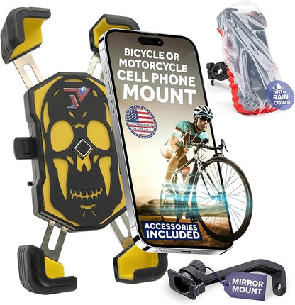 Terminal Velocity Sport - Motorcycle Phone Mount - Bike Cell Phone Holder - Bike Phone Mount, for iPhone & Android - Fits Harley Davidson, eBike, ATV, Bicycle - Incl. Mirror & Rain-Cover