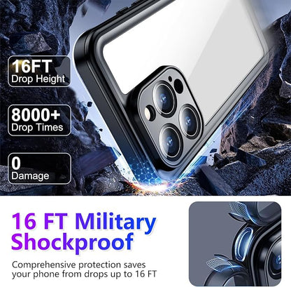 Temdan Waterproof Compatible with Phone Pro Case 6.3 inch 2024-Blue/Clear