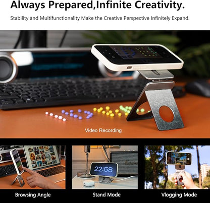 Magnetic Tripod for iPhone, Aluminium Phone Tripod Stand Compatible with Magsafe iPhone 17/16/15/14/13/12 Series, Foldable Strong Magnetic Phone Stand & Travel Essentials Accessories