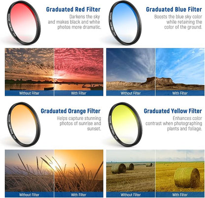 NEEWER 77mm Lens Filter Kit with Phone Lens Clip, CPL + ND32 + Star + 4 Graduated Color Filter Compatible with iPhone 17 16 16e 15 14 Pro Max Canon Nikon Sony Camera