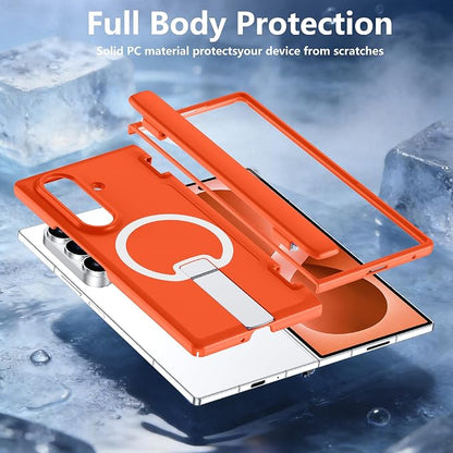 For Samsung Galaxy Z Fold 8 Ultra Case with Kickstand & Screen Protector | MagSafe-Compatible,Military Grade Drop Tested Non-Slip Slim Shockproof Case for Samsung Galaxy Z Fold 8 Ultra-Orange
