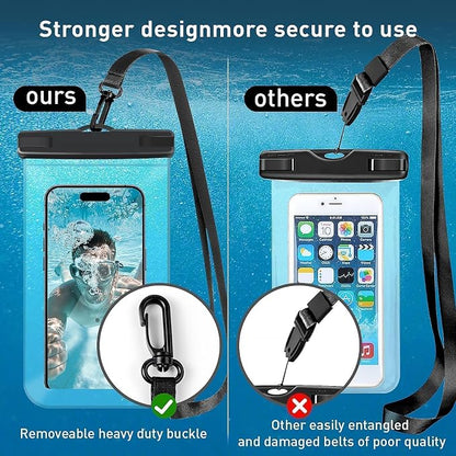 2 Pack Universal Waterproof Case, Waterproof Phone Pouch Compatible for iPhone 17 16 15 14 13 12 Pro Max Plus Up to 7"，Cruise Ship Essentials，Beach Cruise Ship Essentials, Black & Clear