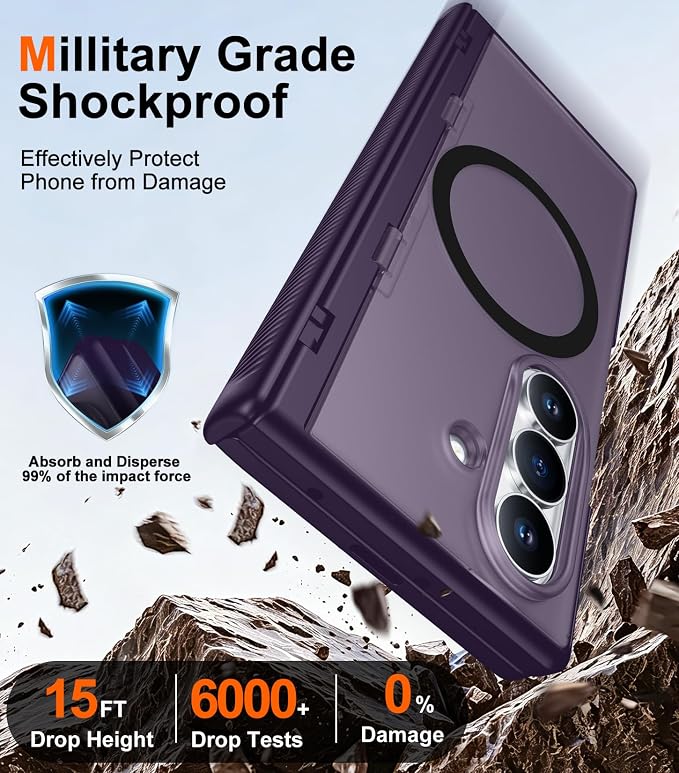 SPIDERCASE Magnetic for Samsung Galaxy Z Fold 8 Ultra Case, Purple | Built-in [Screen Protector] [Stable Kickstand] [Hinge Protection] [Compatible with Magsafe] Military Grade Protective Cover
