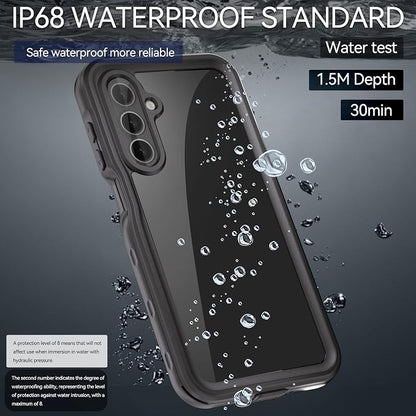 Omio for Galaxy A16 5G Waterproof Case, Full Body IP68 Underwater Clear Protective Case Built-in Screen Protector Heavy Duty Shockproof Case for Men Women, Black