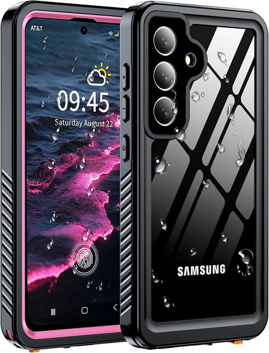 for Samsung Galaxy S25 Case, IP68 Waterproof with Built-in Screen&Lens Protector [14FT Military Shockproof] Full Body Heavy Duty Protective Phone Case for S25 5G, Pink