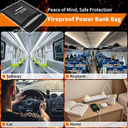 ENGPOW Fireproof Organizer Travel Bag, Heat Insulated＆Explosion-Proof Electronic Carry Case, Portable Home Travel Safe Storage for Power Bank,Phone,Cables,USB Drive and Charging Protection, 9''x7''