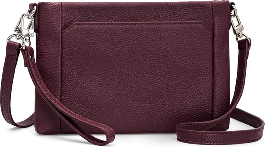 befen Genuine Leather Wristlet Wallet for Women Soft RFID Leather Clutch Purse with Built in Wallet Trendy Crossbody Bag