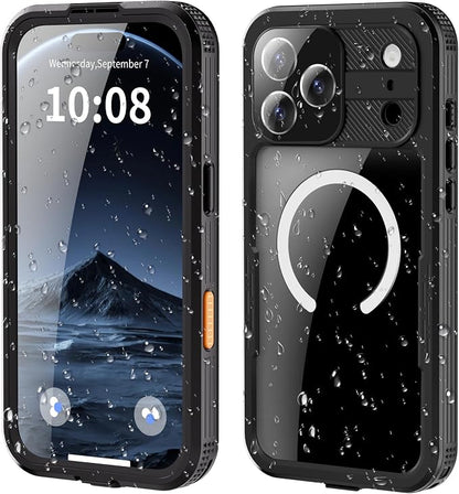 Losin Compatible with iPhone 17 Pro Max Waterproof Case, [Compatible with MagSafe] [Built-in Screen Protector], Full Body Protection Military Grade Shockproof Case, Black
