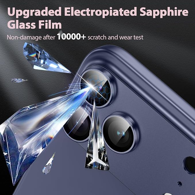 for iPhone 17 Pro Camera Lens Protector [Anti-Scratch] [Ultra HD Clear] [Strong Adhesion] Metal Aluminum Alloy Tempered Glass Camera Screen Cover(Deep Blue)