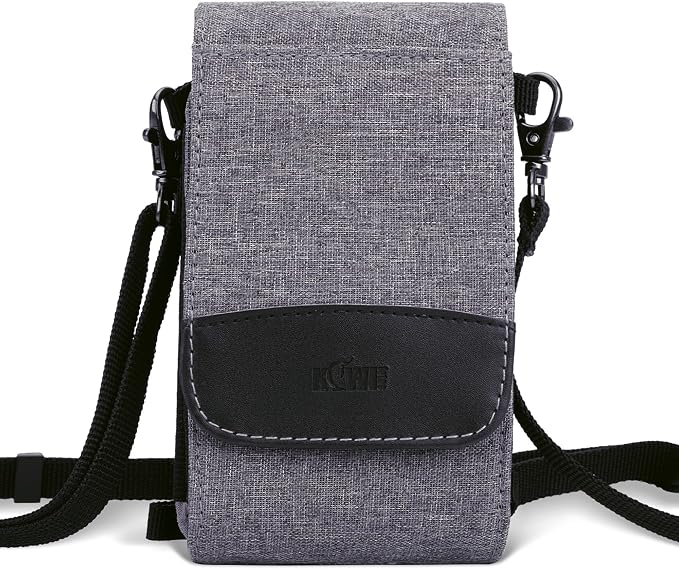 KIWIFOTOS Dual-Layer Travel Phone Pouch Bag with Shoulder Strap Crossbody Small 6.1" Cell Phone Holster for iPhone Memory Card Power Bank Charger Passport ID Credit Cards