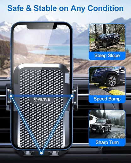 vanva Universal Air Vent Car Mount, [ Big Phones & Thick Case Friendly ] Cell Phone Holder for Car Hands Free Clamp Cradle Vehicle fit for All Apple Smasung Galaxy