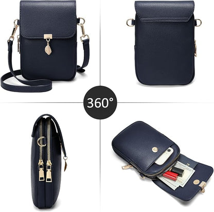 Small Crossbody Bags for Women Leather Multi Pocket Cell Phone Purse with RFID Blocking Card Slots for Everyday Use