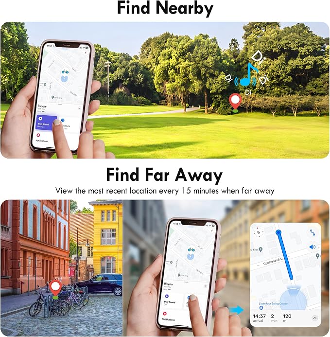 Ubike GPS Bike Phone Mount, Hidden Bicycle Phone Mount Compatible with Apple Find My (iOS Only), Lost Mode, No Monthly Fee, Built-in GPS Tracker Motorcycle Handlebar Clamp for iPhone