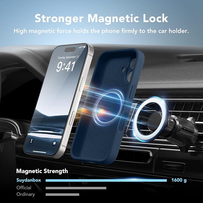 Magnetic for iPhone 16 Plus Case, Compatible with MagSafe, [Full Camera Protection][Screen Protector] Silicone Shockproof Protective Phone Case for iPhone 16 Plus 6.7", Cobalt Blue