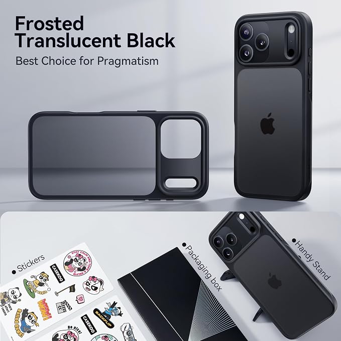CASEKOO for iPhone 17 Pro Max Case, [Never Yellow Technology] [Mil-Grade Drop Protection] Translucent Slim Cover Women Men for 17 Pro Max Phone Case 6.9 inch, Frosted Black