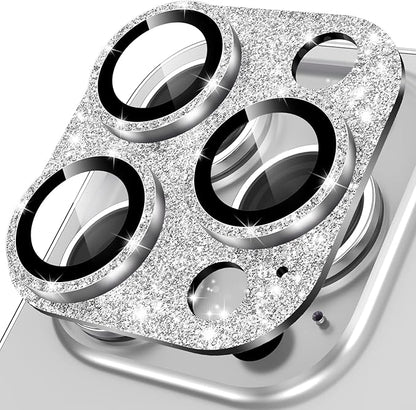 YWXTW for iPhone 14 Pro/iPhone 14 Pro Max Camera Lens Protector, [4TH Gen New Bling Design] Glitter Shiny Diamond Metal Ring Tempered Glass Back Camera Screen Protector Lens Cover (Silver)